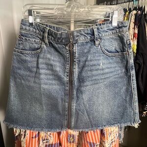We The Free Denim Zipper Front Skirt Sz 30